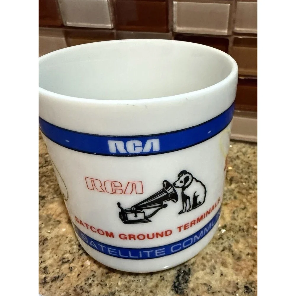 Vintage RCA Satcom Satellite Nipper Dog Coffee Mug Cup